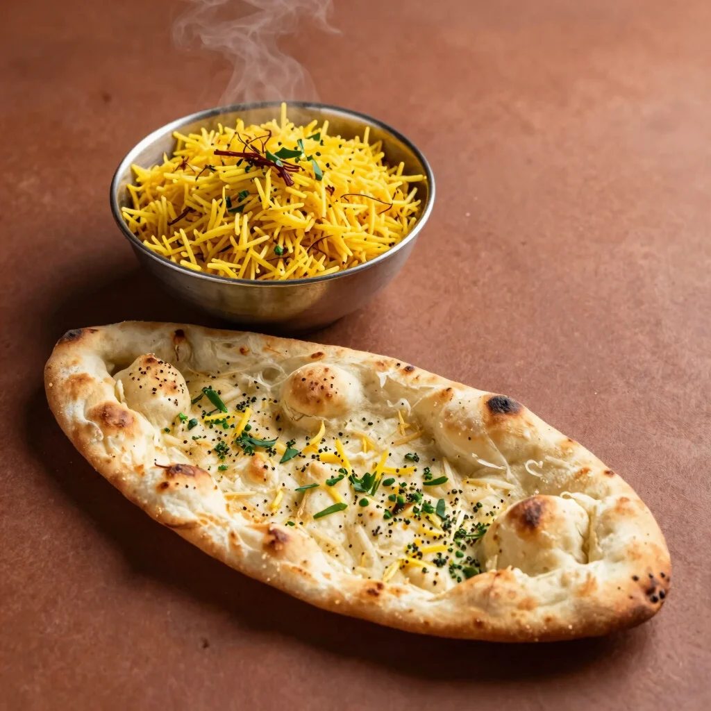 Garlic Butter Naan & Pilau Rice